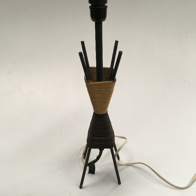LAMP, Base (Table) - 1950s Black Mustard Rope